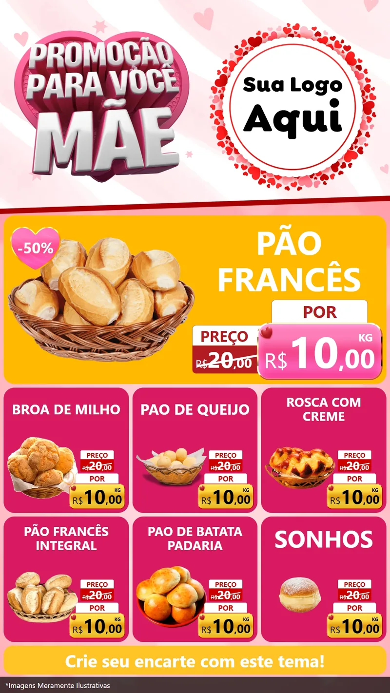 Modelo de Rede Social para Stories com o tema Promoção Para Você Mãe para Padaria