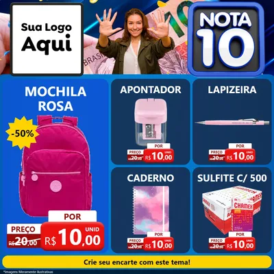 Modelo de Rede Social para Feed Facebook com o tema Nota 10 para Papelaria