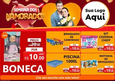 Modelo de Encarte para Encarte A4 Horizontal com o tema Semana dos Namorados para Brinquedos