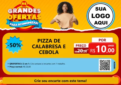 Modelo de Cartaz para Cartaz A4 Horizontal com o tema Grandes Ofertas Para Economizar! para Pizzaria