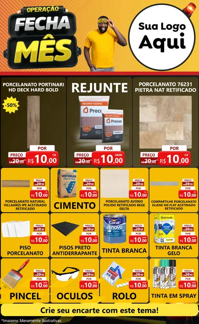 Modelo de Encarte para Encarte Grande com o tema Operação Fecha Mês para Pisos e revestimentos