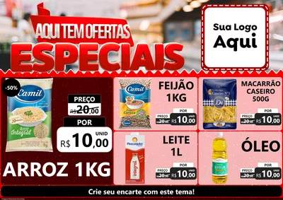 Modelo de Encarte para Encarte A4 Horizontal com o tema Aqui Tem Ofertas Especiais para Supermercado
