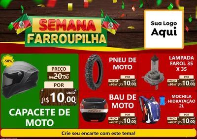 Modelo de Encarte para Encarte A4 Horizontal com o tema Semana Farroupilha para Moto peças