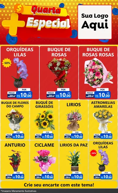 Modelo de Encarte para Encarte Grande com o tema Quarta Mais Especial para Floricultura e jardim