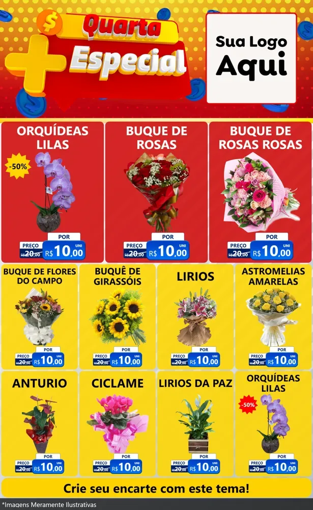 Modelo de Encarte para Encarte Grande com o tema Quarta Mais Especial para Floricultura e jardim