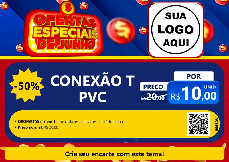 Modelo de Cartaz para Cartaz A4 Horizontal com o tema Ofertas Especiais de Junho para Tubos e conexões