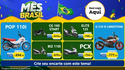 Modelo de TV para TV Horizontal com o tema Mês do Brasil para Concessionaria de Motos