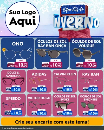 Modelo de Rede Social para Feed Instagram com o tema Ofertas de Inverno para Óticas