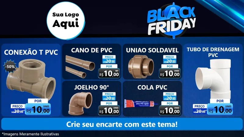 Modelo de TV para TV Horizontal com o tema Black Friday para Tubos e conexões