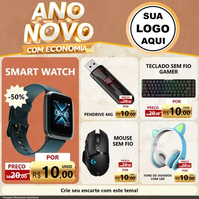 Modelo de Rede Social para Feed Facebook com o tema Ano Novo Com Economia para Informática