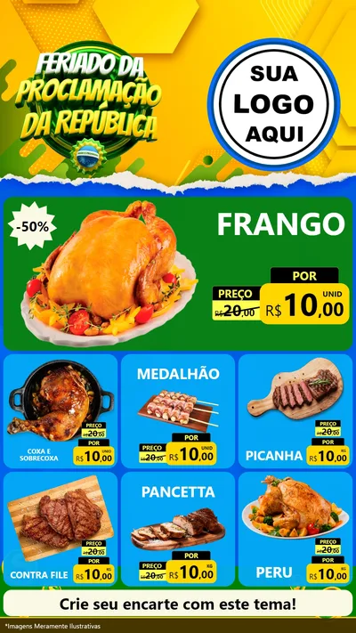 Modelo de Rede Social para Stories com o tema Feriado da Proclamação da República para Assados
