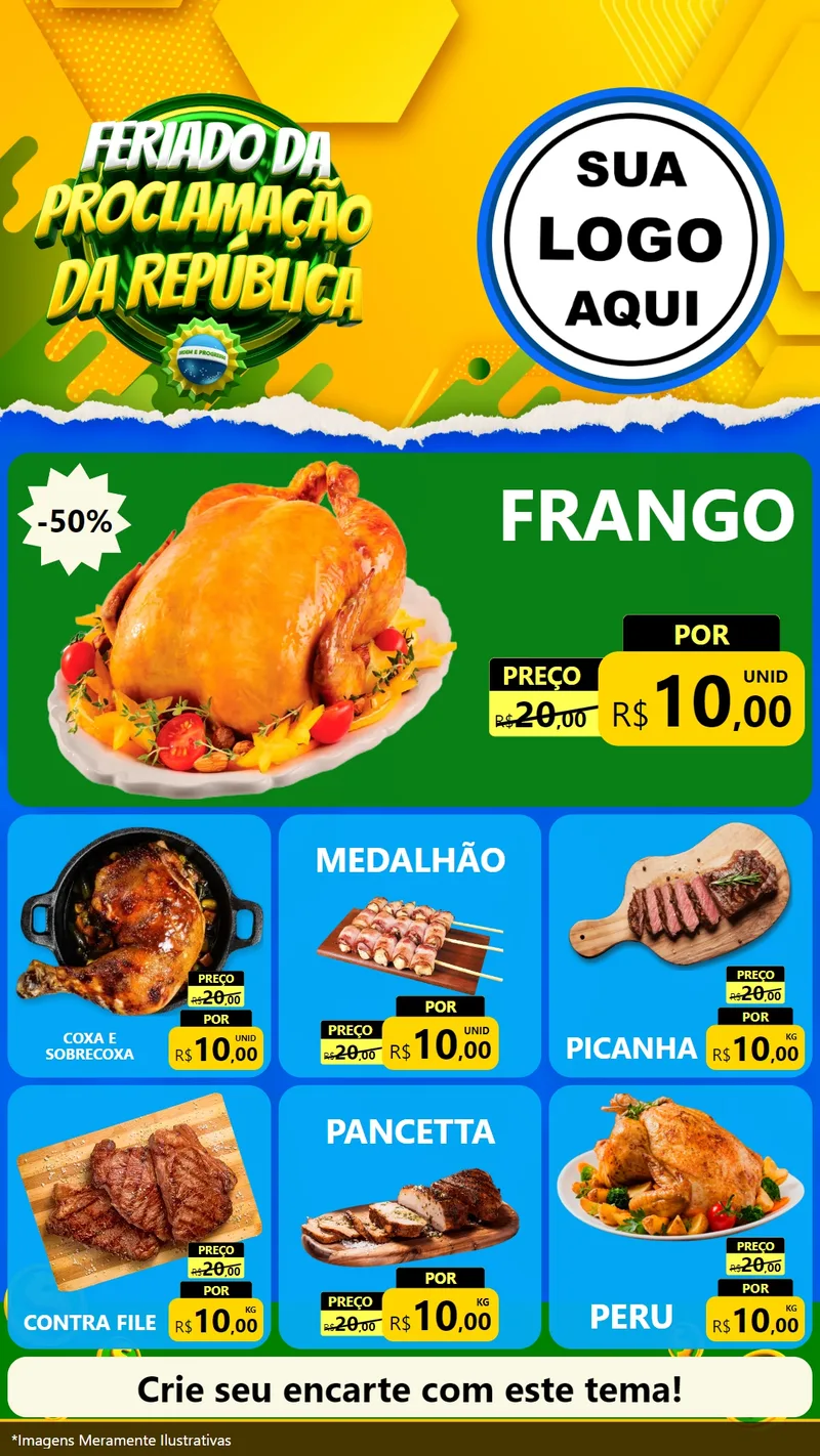 Modelo de Rede Social para Stories com o tema Feriado da Proclamação da República para Assados