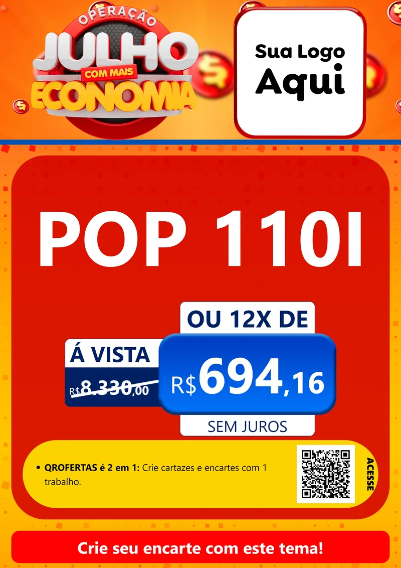 Modelo de Cartaz para Cartaz A4 Vertical com o tema Operação Julho Com Mais Economia para Concessionaria de Motos