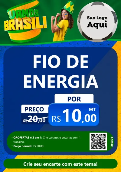 Modelo de Cartaz para Cartaz A4 Vertical com o tema Vamos Brasil - Copa para Materiais Elétricos