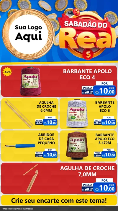 Modelo de TV para TV Vertical com o tema Sabadão do Real para Armarinho e Aviamentos