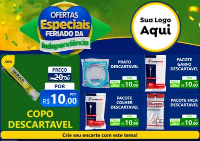 Modelo de Encarte para Encarte A4 Horizontal com o tema Ofertas Especiais Feriado da Independência para Embalagens