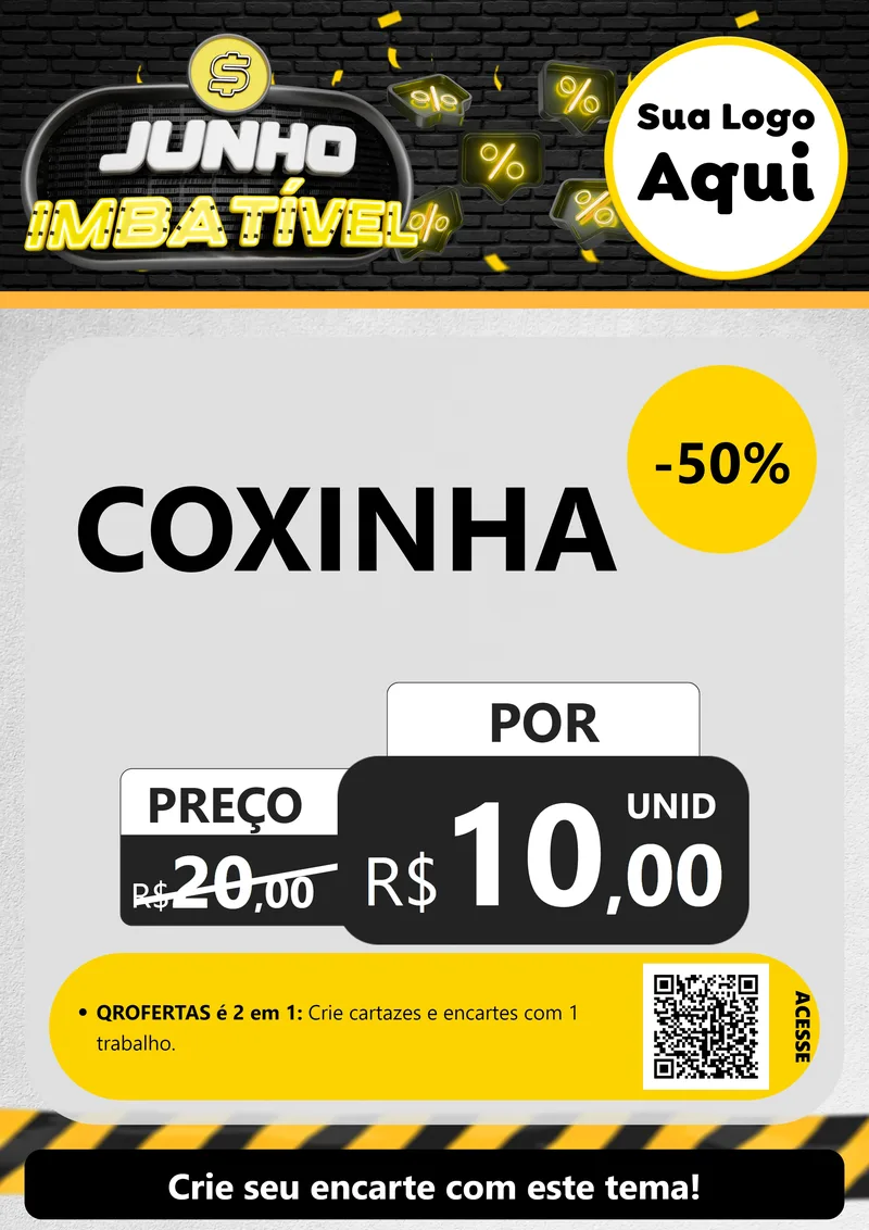 Modelo de Cartaz para Cartaz A4 Vertical com o tema Junho Imbatível para Salgadaria