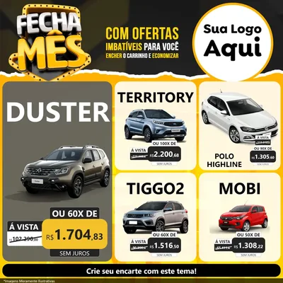 Modelo de Rede Social para Feed Facebook com o tema Fecha Mês para Concessionaria de Carros