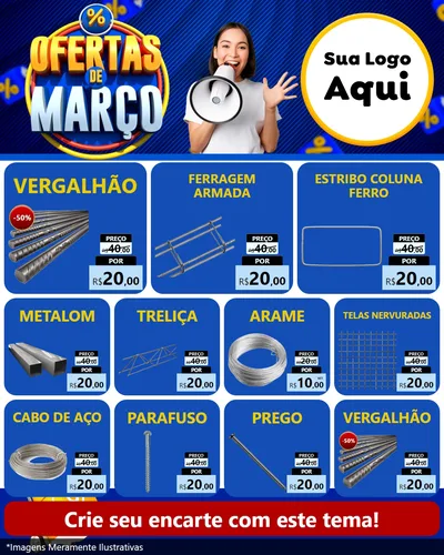 Modelo de Rede Social para Feed Instagram com o tema Ofertas de Março para Ferragens