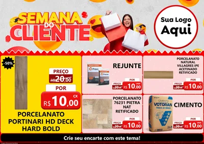 Modelo de Encarte para Encarte A4 Horizontal com o tema Semana do Cliente para Pisos e revestimentos