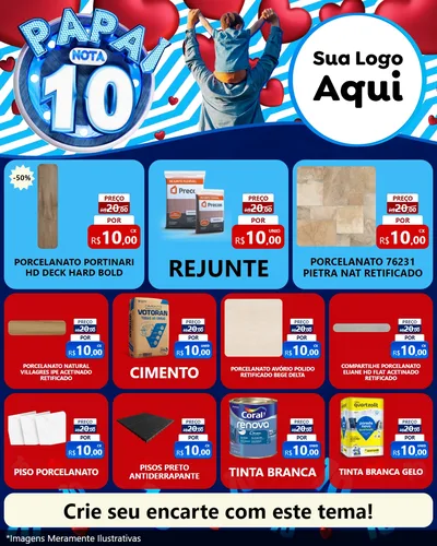 Modelo de Rede Social para Feed Instagram com o tema Papai Nota 10 para Pisos e revestimentos