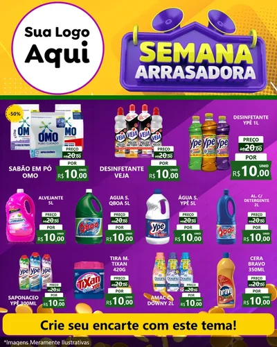 Modelo de Rede Social para Feed Instagram com o tema Semana Arrasadora para Produtos de Limpeza