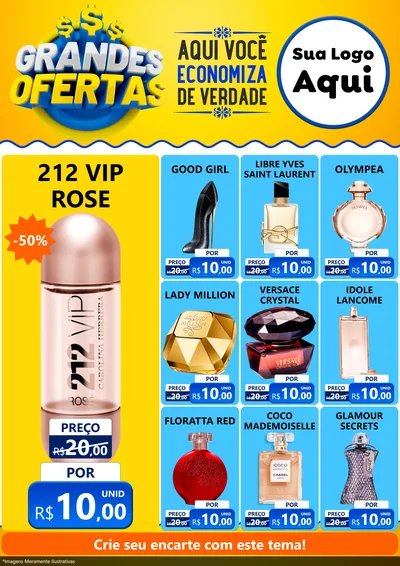 Modelo de Encarte para Encarte A4 Vertical com o tema Grandes Ofertas para Perfumes