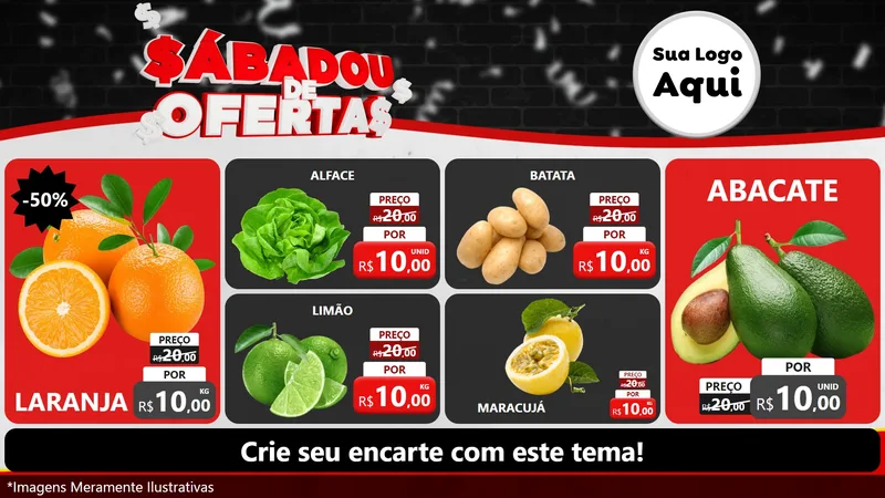 Modelo de TV para TV Horizontal com o tema Sabadou de Ofertas para Hortifrúti