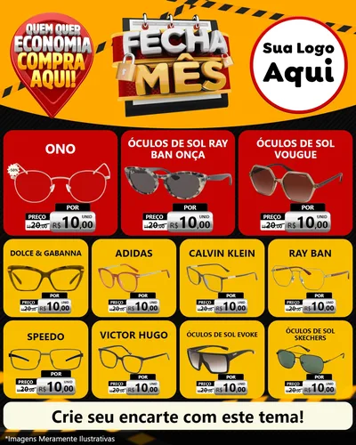 Modelo de Rede Social para Feed Instagram com o tema Fecha Mês para Óticas