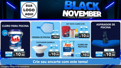 Modelo de TV para TV Horizontal com o tema Black November para Produtos para Piscina