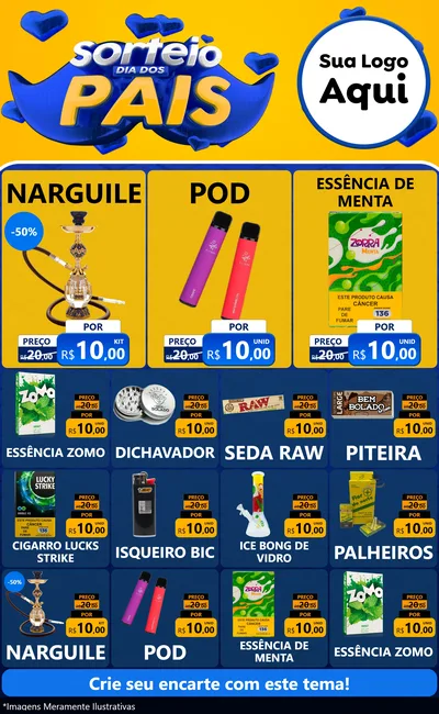 Modelo de Encarte para Encarte Grande com o tema Sorteio Dia dos Pais para Tabacaria