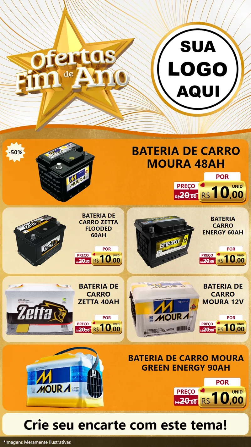 Modelo de TV para TV Vertical com o tema Ofertas Fim de Ano para Baterias Elétricas