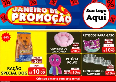 Modelo de Encarte para Encarte A4 Horizontal com o tema Janeiro de Promoção para Pet Shop