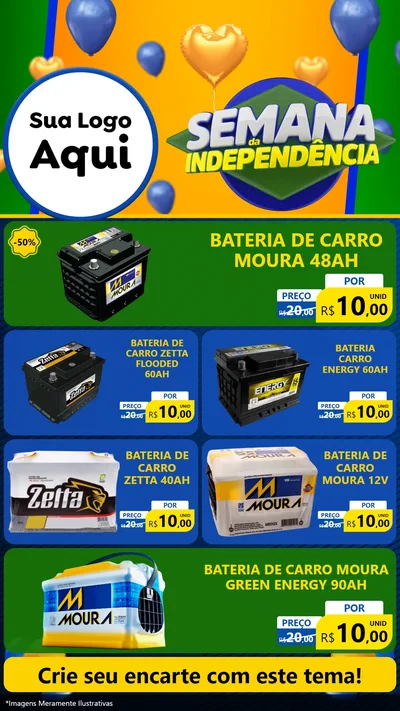 Modelo de TV para TV Vertical com o tema Semana da Independência para Baterias Elétricas