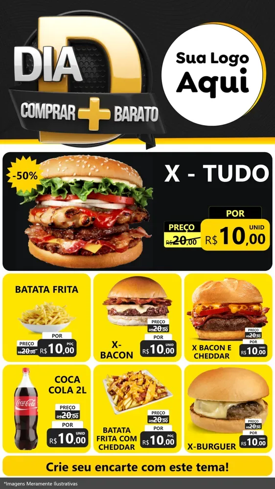 Modelo de Rede Social para Stories com o tema Dia D Mais Economia para Hamburgueria