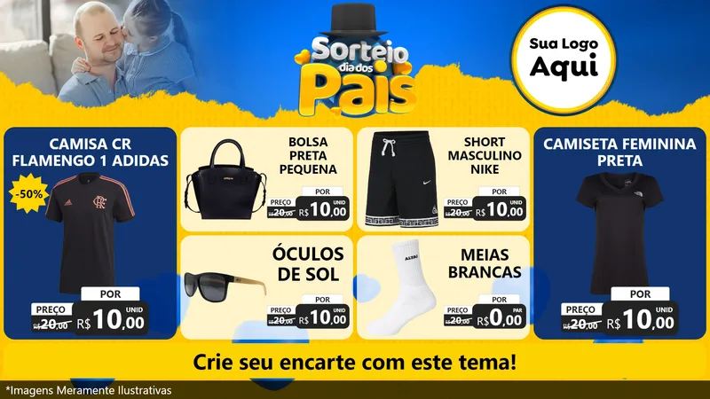 Modelo de TV para TV Horizontal com o tema Sorteio Dia Dos Pais para Roupas e acessórios