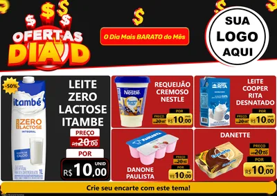 Modelo de Encarte para Encarte A4 Horizontal com o tema Ofertas Dia D para Frios e Laticínios