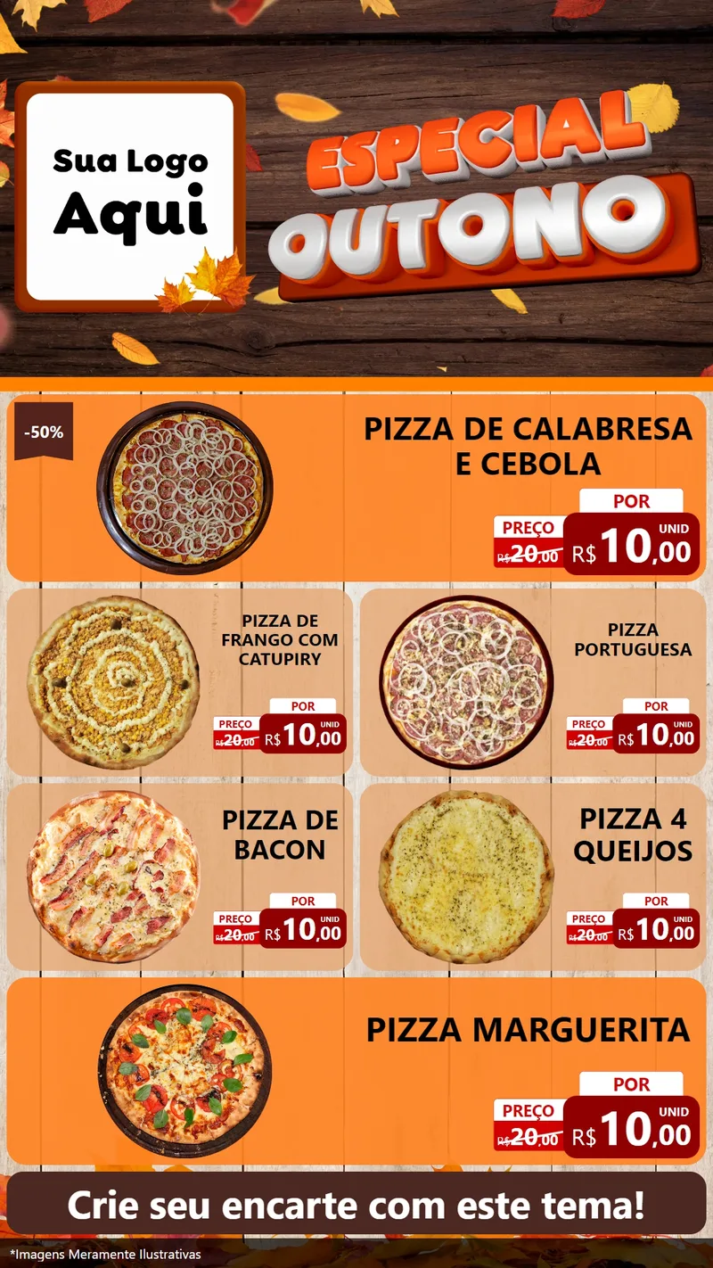 Modelo de TV para TV Vertical com o tema Especial Outono para Pizzaria
