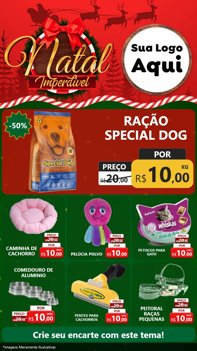 Modelo de Rede Social para Stories com o tema Natal Imperdível para Pet Shop