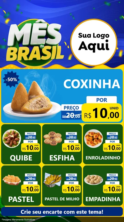 Modelo de Rede Social para Stories com o tema Mês do Brasil para Salgadaria