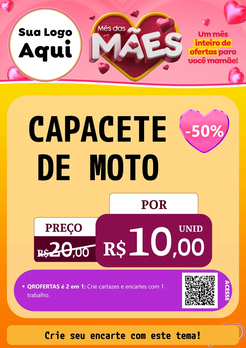 Modelo de Cartaz para Cartaz A4 Vertical com o tema Mês das Mães para Moto peças