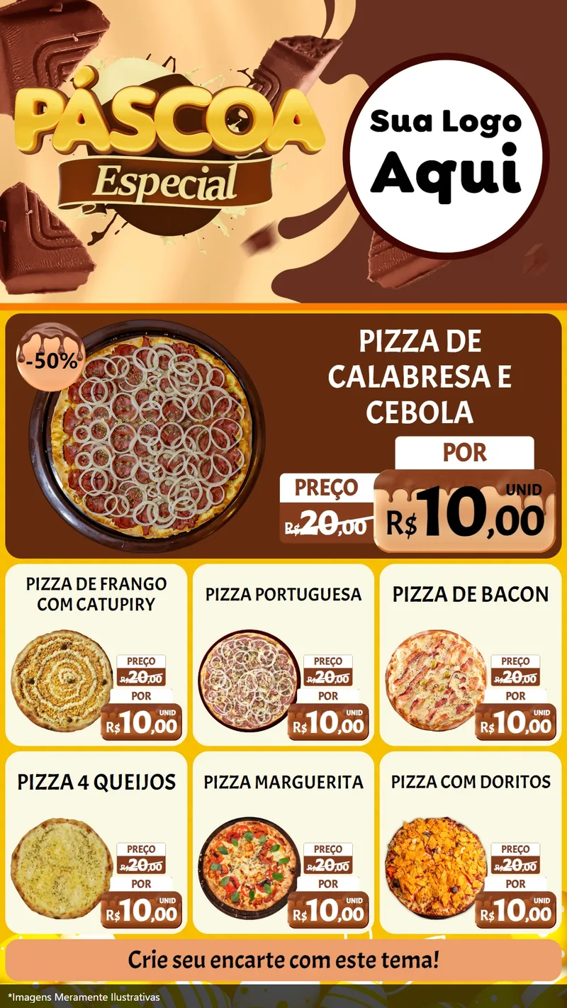Modelo de Rede Social para Stories com o tema Páscoa Especial para Pizzaria