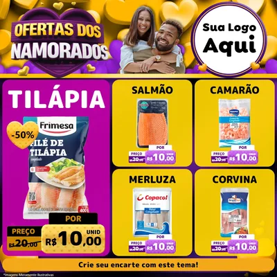 Modelo de Rede Social para Feed Facebook com o tema Oferta Dos Namorados para Peixaria