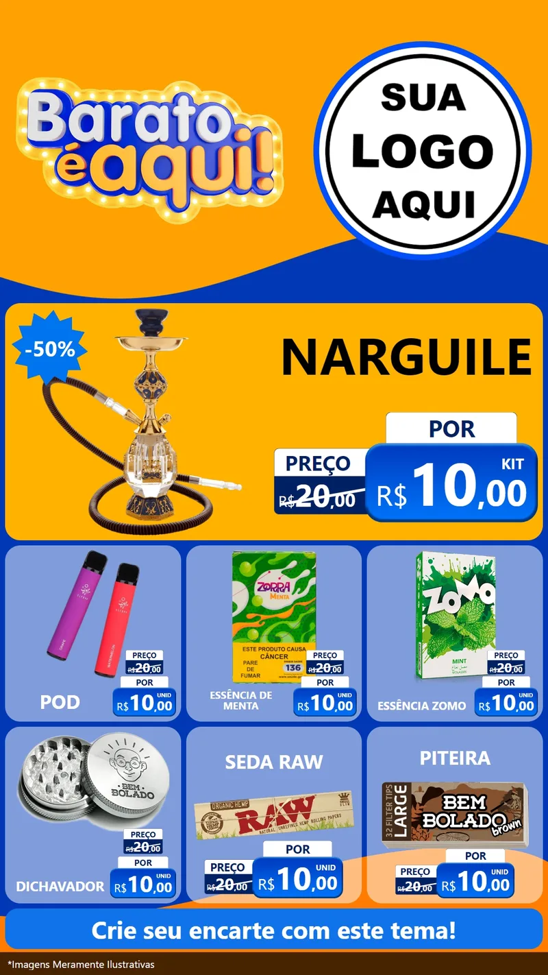 Modelo de Rede Social para Stories com o tema Barato é aqui para Tabacaria