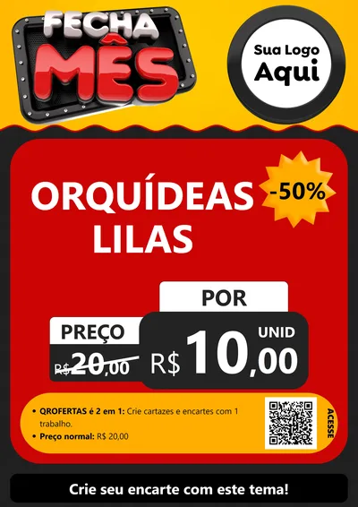 Modelo de Cartaz para Cartaz A4 Vertical com o tema Fecha Mês para Floricultura e jardim