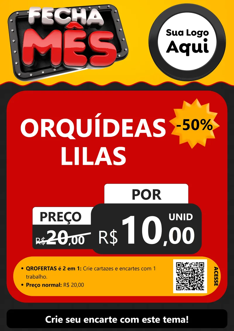 Modelo de Cartaz para Cartaz A4 Vertical com o tema Fecha Mês para Floricultura e jardim