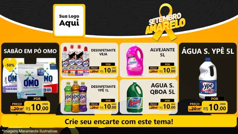 Modelo de TV para TV Horizontal com o tema Setembro Amarelo para Produtos de Limpeza