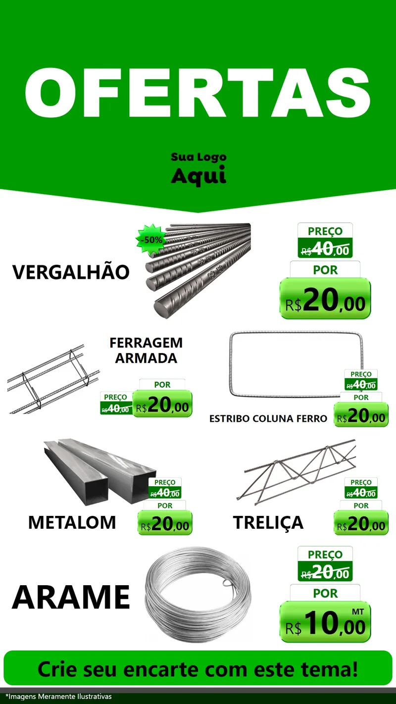 Modelo de TV para TV Vertical com o tema Ofertas Verde Cartaz para Ferragens