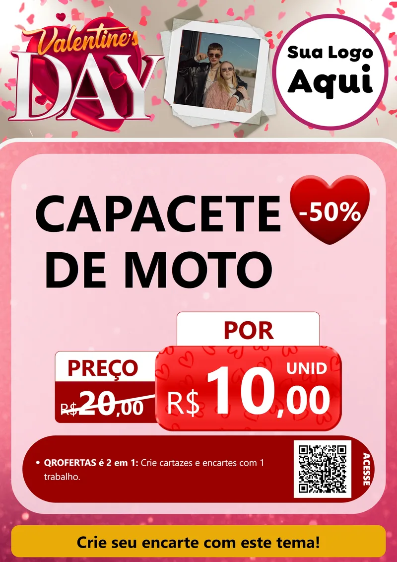 Modelo de Cartaz para Cartaz A4 Vertical com o tema Valentine's Day para Moto peças