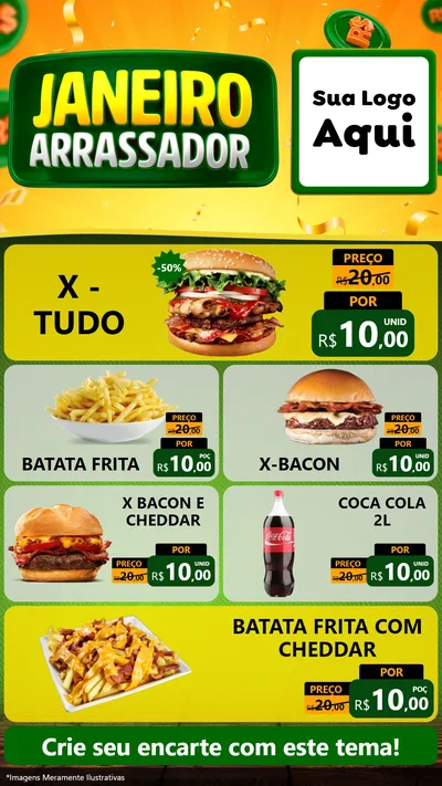 Modelo de TV para TV Vertical com o tema Janeiro Arrasador para Hamburgueria